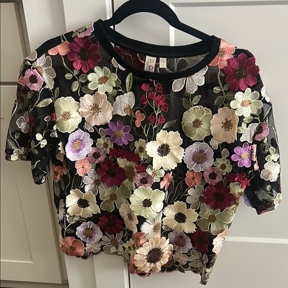 dolan Tops - Dolan Multicolor Floral Embroidered Blouse